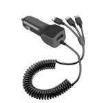 Cargador De Celular Auto 4 en 1 2.1 Aamperes Al Encenderor Del Carro Carga Rapida Cable Smarprhone Android Samgung Tipo C Y Iphone Lightining USB libre