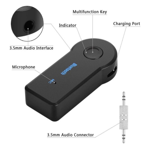 Adaptador auxiliar Bluetooth Bluetooth para automóvil, receptor Bluetooth  5.0 para automóvil, adaptador de audio inalámbrico, portátil, manos libres