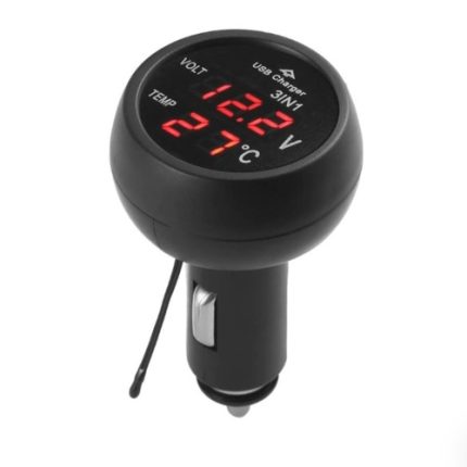 Cargador Voltímetro De Auto para celular Termómetro Carga Rápida 2.1Amp Led Al Encendedor Del Carro Redondo rápido 1 USB 3 en 1