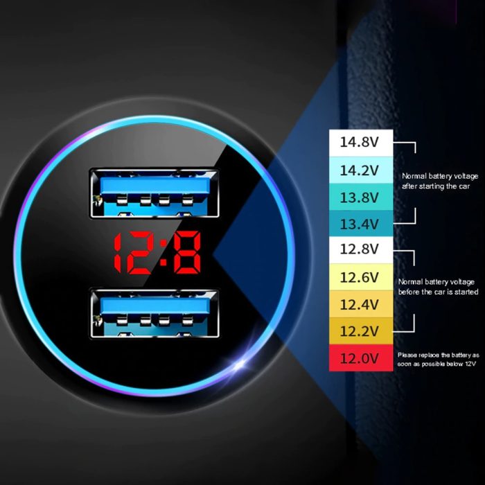 3 Voltimetro Led para bateria y cargador 2 USB 3.1 A