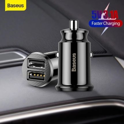 Cargador Celular Baseus Automóvil BASEUS MINI Carga Rapida 3.1 Amperes Al Encendedor Del Carro 2 USB