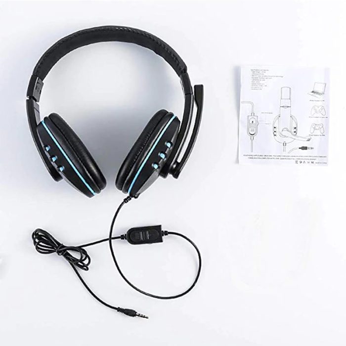 6 Auriculares on Ear Gamer con cable y microfono extendido negros