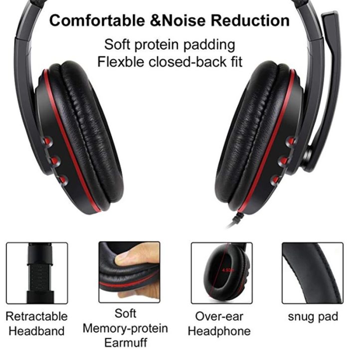 8 Auriculares on Ear Gamer con cable y microfono extendido negros