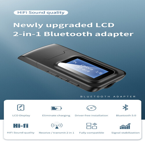 Adaptador Bluetooth 5.0 Usb 2 En 1 Para Pc/tv/auto/hogar.
