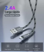 Cable Carga Celular Iphone Carga Rápida Android Samsung Iphone, IOS, Ligthing 1mt cordon