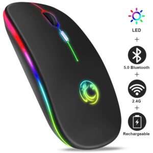 Mouse Recargable USB Retroiluminado Ratón Inalámbrico Conexión Bluetooth Retroiluminado Led Óptico