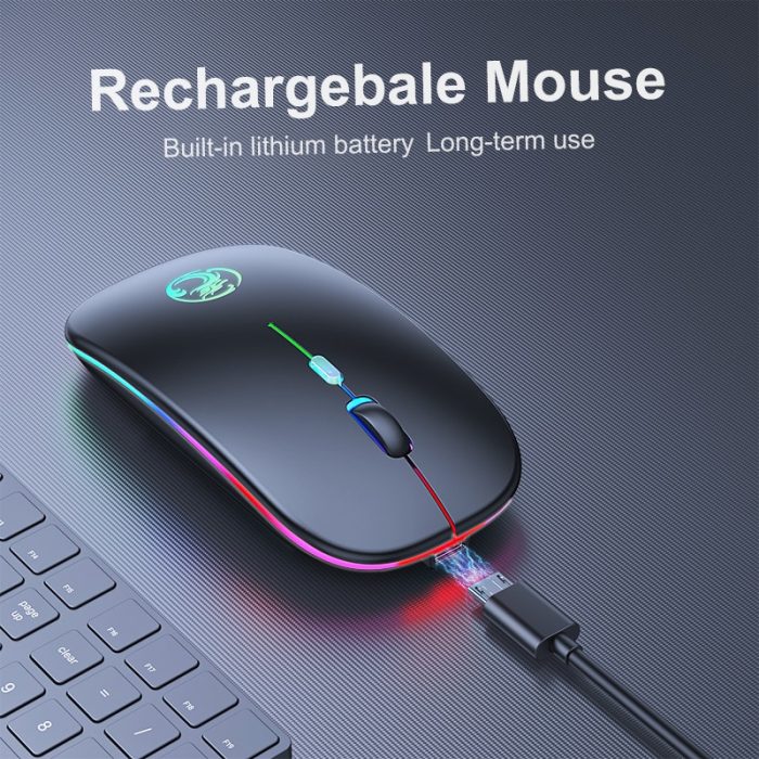 Mouse Recargable USB Retroiluminado Ratón Inalámbrico Conexión Bluetooth Retroiluminado Led Óptico