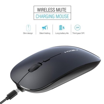 Mouse raton Recargable USB, silencioso, DPI, ergonómico, Inalámbrico y óptico (negro)