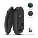 Mouse raton Recargable USB, silencioso, DPI, ergonómico, Inalámbrico y óptico (negro)