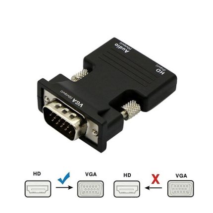Adaptador HDMI a VGA y Audio Jack 3,5 1080p HD Conversor Directo sin cable