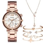 Reloj Análogo para Mujer Acero Inoxidable Cuarzo Cronógrafo Esfera más Pulseras Accesorios 10mm