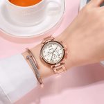 Reloj Análogo para Mujer Acero Inoxidable Cuarzo Cronógrafo Esfera más Pulseras Accesorios 10mm