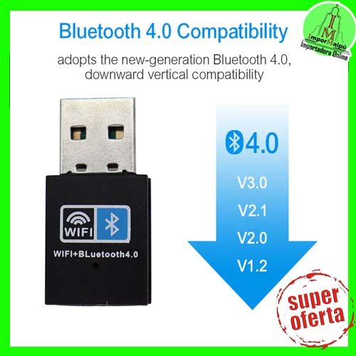 Adaptador Antena Wifi y Bluetooth 600 Mbs Modem Para PC o Notebook Tarjeta  de Red Inalámbrico USB - ImporMaipú