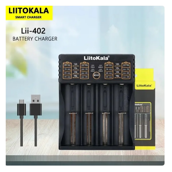 Cargador Baterías Recargables Inteligente Litokala Multiple Pilas 18650  Multifuncional Usb 4 Ranuras Ajustable 18650 AAA Etc - ImporMaipú