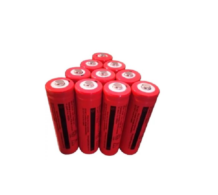 Pila Bateria Recargable 18650 roja con punta